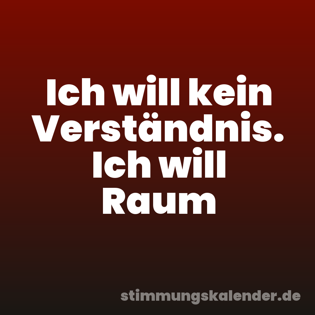 Ich will kein Verständnis. Ich will Raum