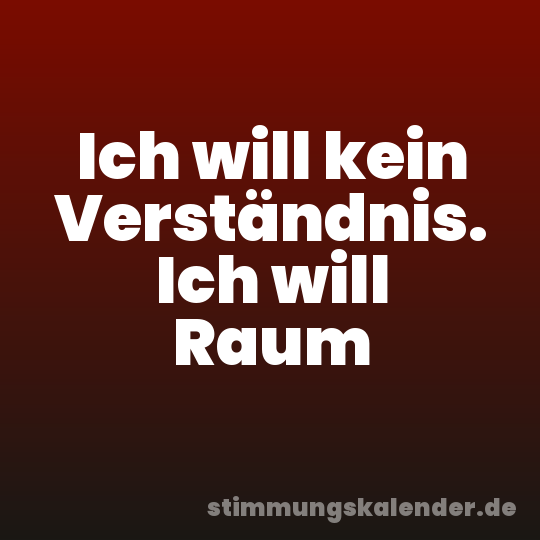 Ich will kein Verständnis. Ich will Raum