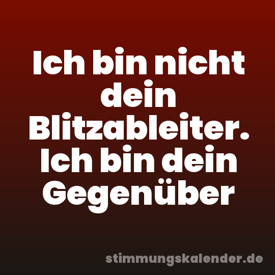 Ich bin nicht dein Blitzableiter. Ich bin dein Gegenüber