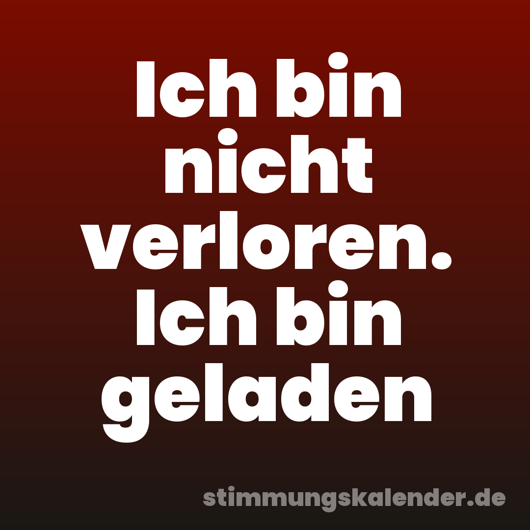 Ich bin nicht verloren. Ich bin geladen