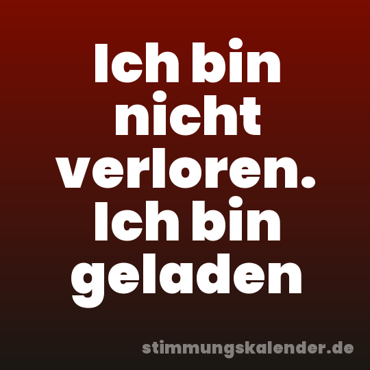 Ich bin nicht verloren. Ich bin geladen
