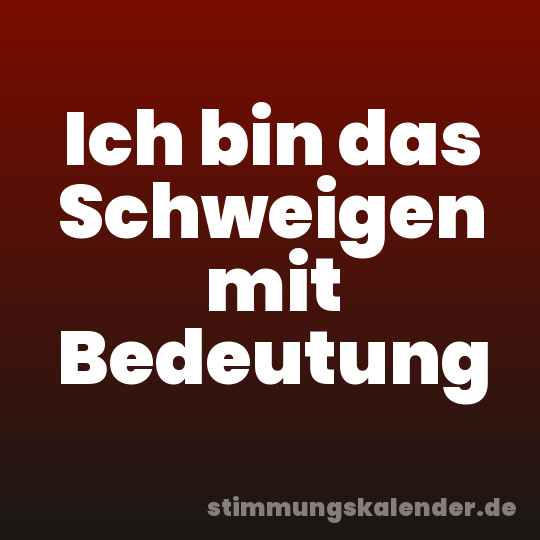 Ich bin das Schweigen mit Bedeutung