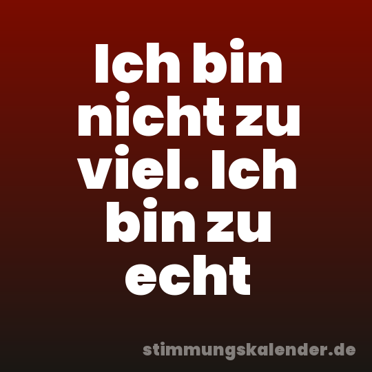 Ich bin nicht zu viel. Ich bin zu echt