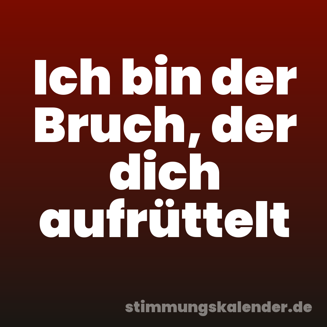 Ich bin der Bruch, der dich aufrüttelt