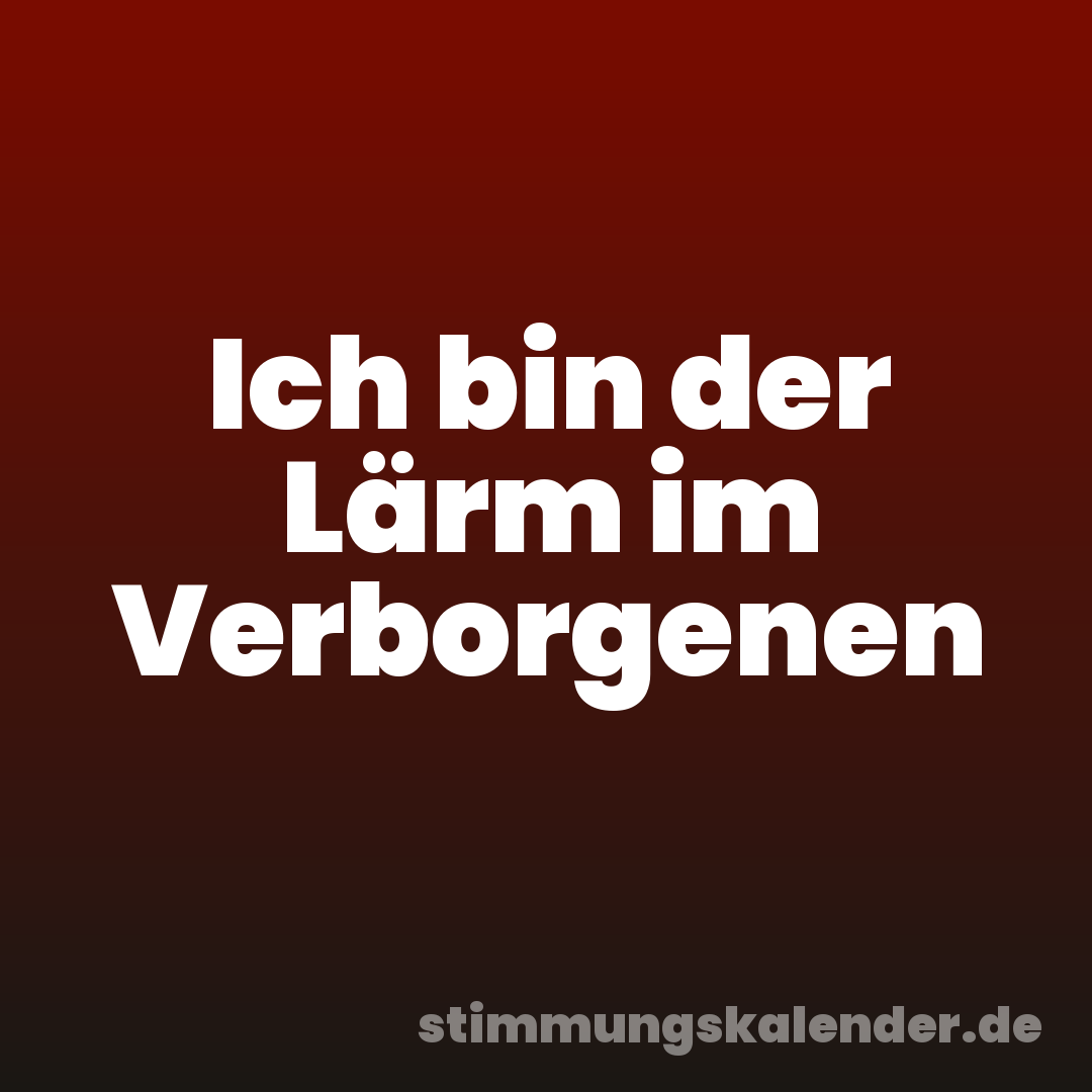 Ich bin der Lärm im Verborgenen