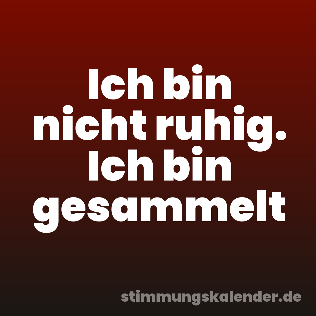 Ich bin nicht ruhig. Ich bin gesammelt