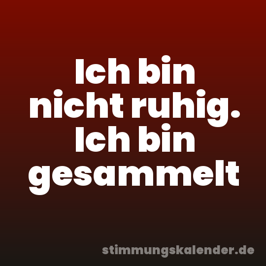 Ich bin nicht ruhig. Ich bin gesammelt