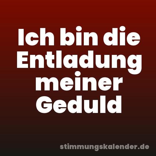 Ich bin die Entladung meiner Geduld