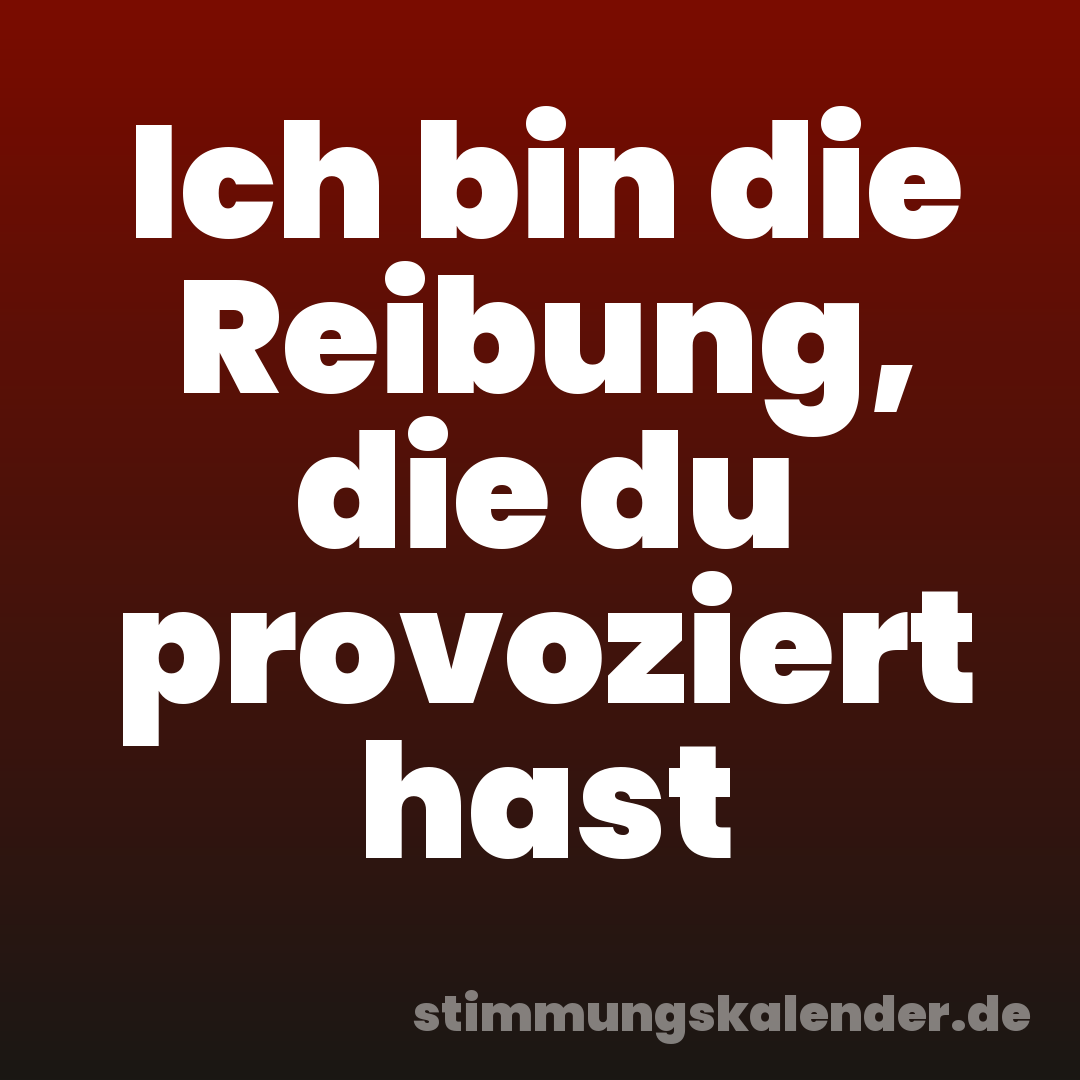 Ich bin die Reibung, die du provoziert hast