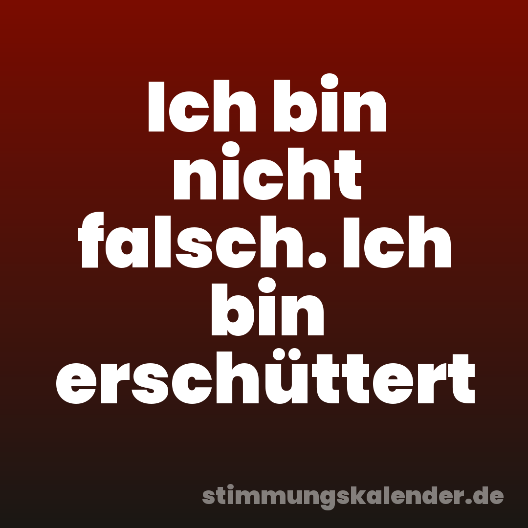 Ich bin nicht falsch. Ich bin erschüttert