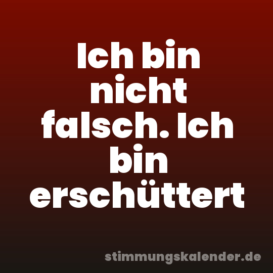 Ich bin nicht falsch. Ich bin erschüttert