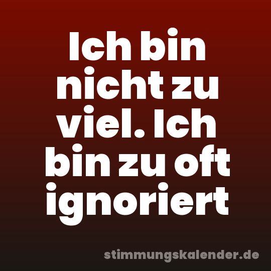 Ich bin nicht zu viel. Ich bin zu oft ignoriert