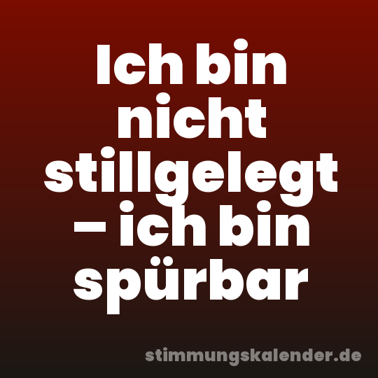 Ich bin nicht stillgelegt – ich bin spürbar