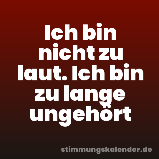 Ich bin nicht zu laut. Ich bin zu lange ungehört