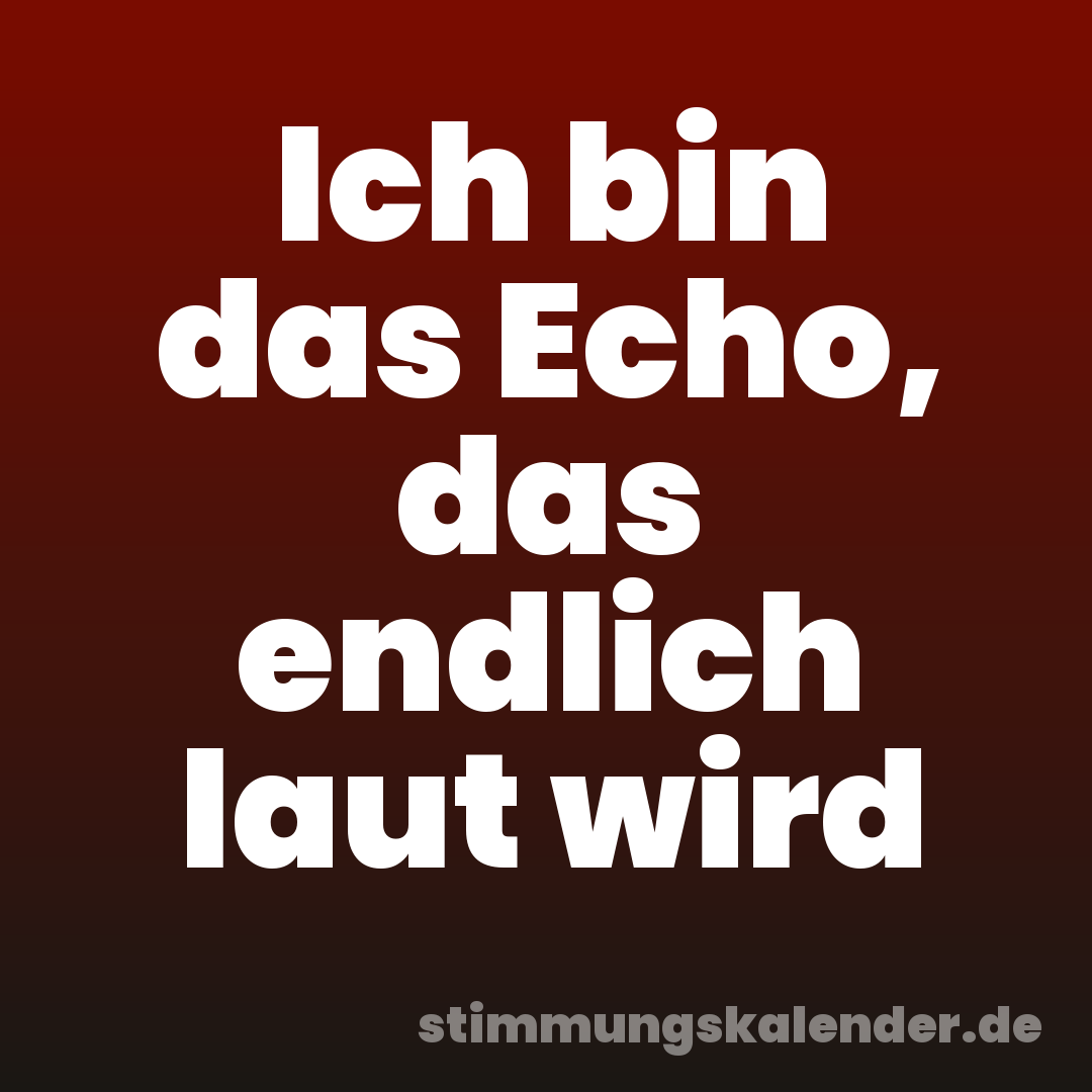 Ich bin das Echo, das endlich laut wird