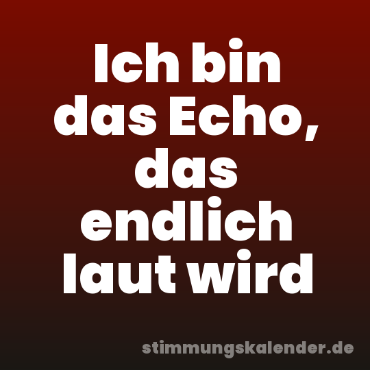 Ich bin das Echo, das endlich laut wird