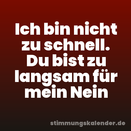 Ich bin nicht zu schnell. Du bist zu langsam für mein Nein