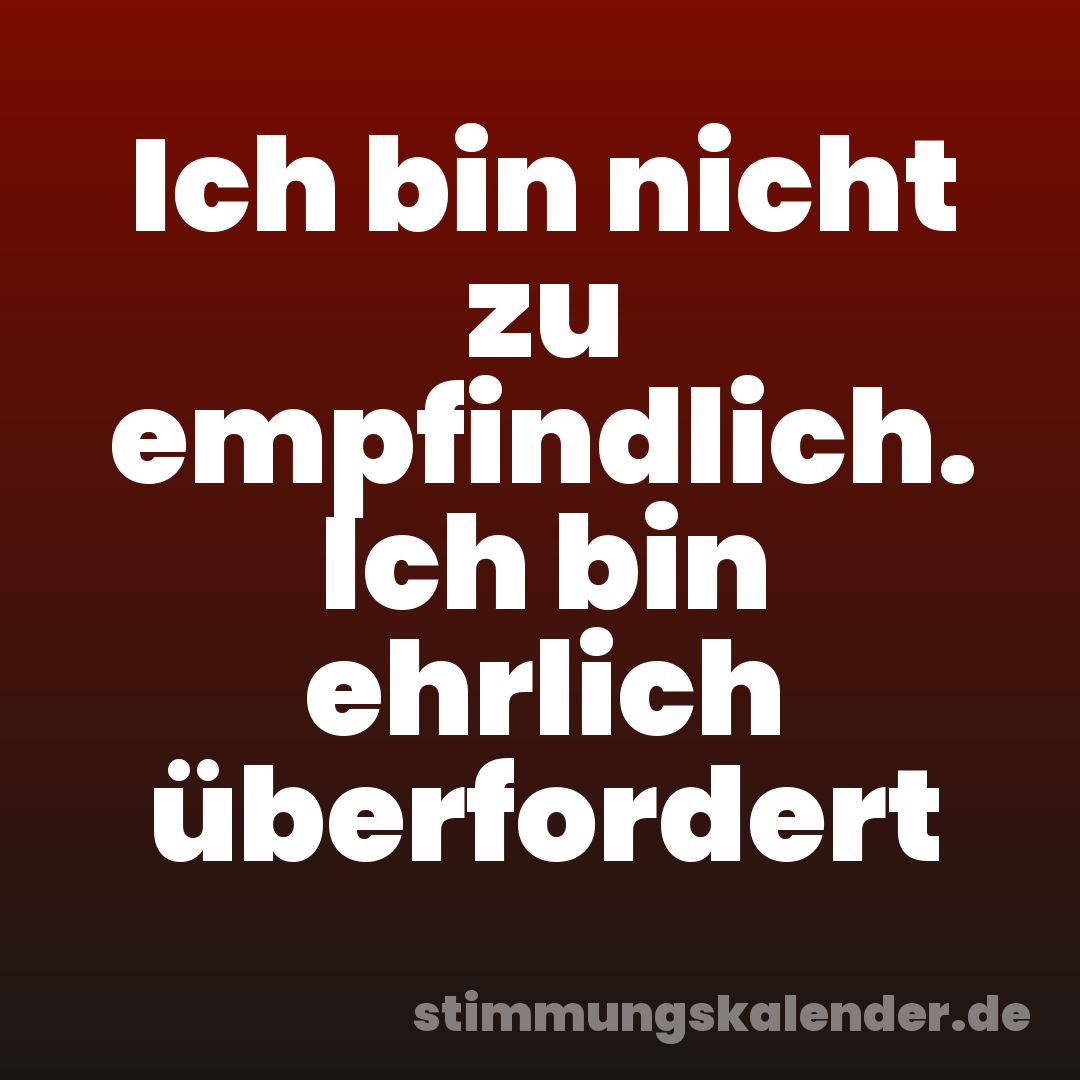 Ich bin nicht zu empfindlich. Ich bin ehrlich überfordert