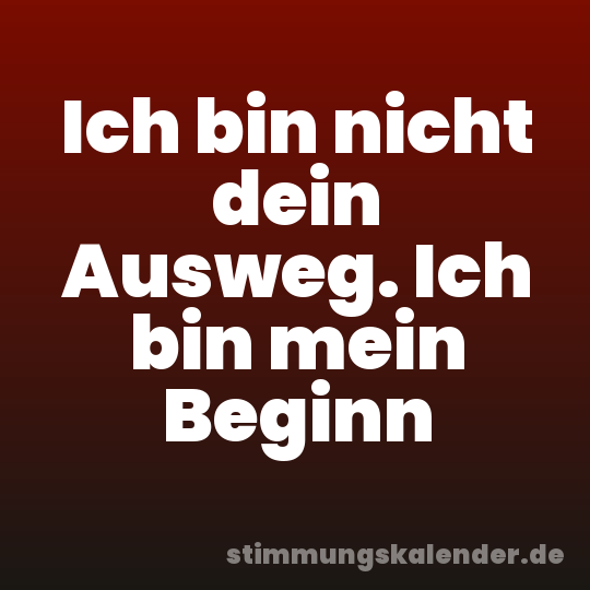 Ich bin nicht dein Ausweg. Ich bin mein Beginn