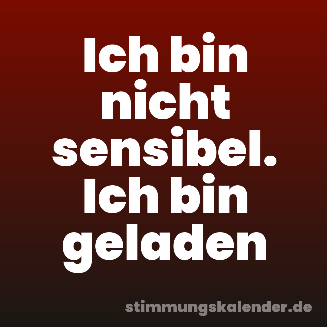 Ich bin nicht sensibel. Ich bin geladen