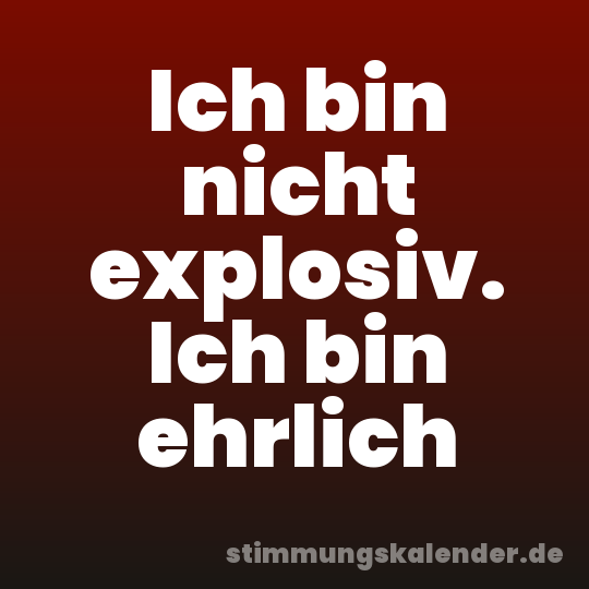 Ich bin nicht explosiv. Ich bin ehrlich