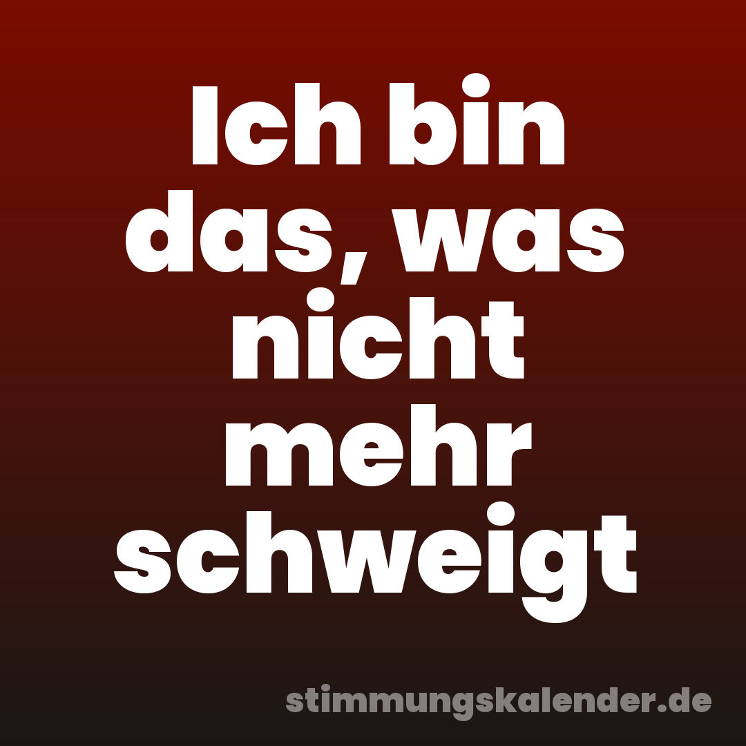 Ich bin das, was nicht mehr schweigt