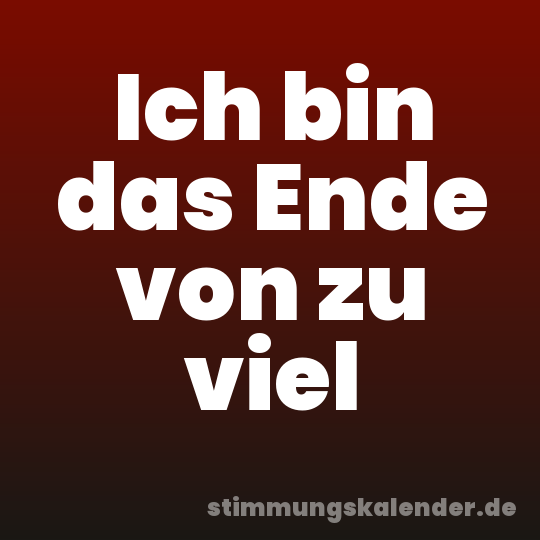 Ich bin das Ende von zu viel