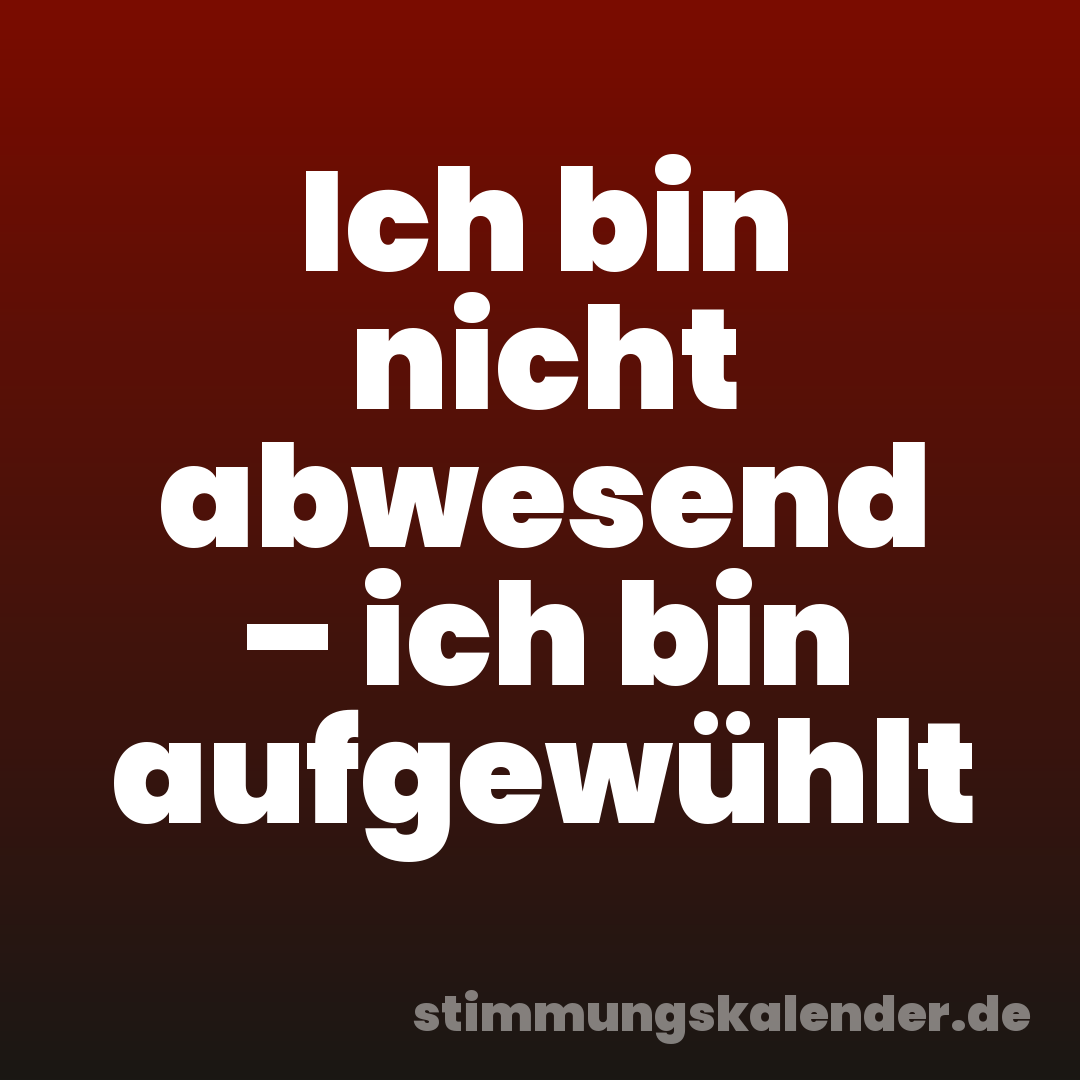 Ich bin nicht abwesend – ich bin aufgewühlt