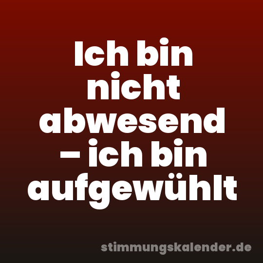 Ich bin nicht abwesend – ich bin aufgewühlt