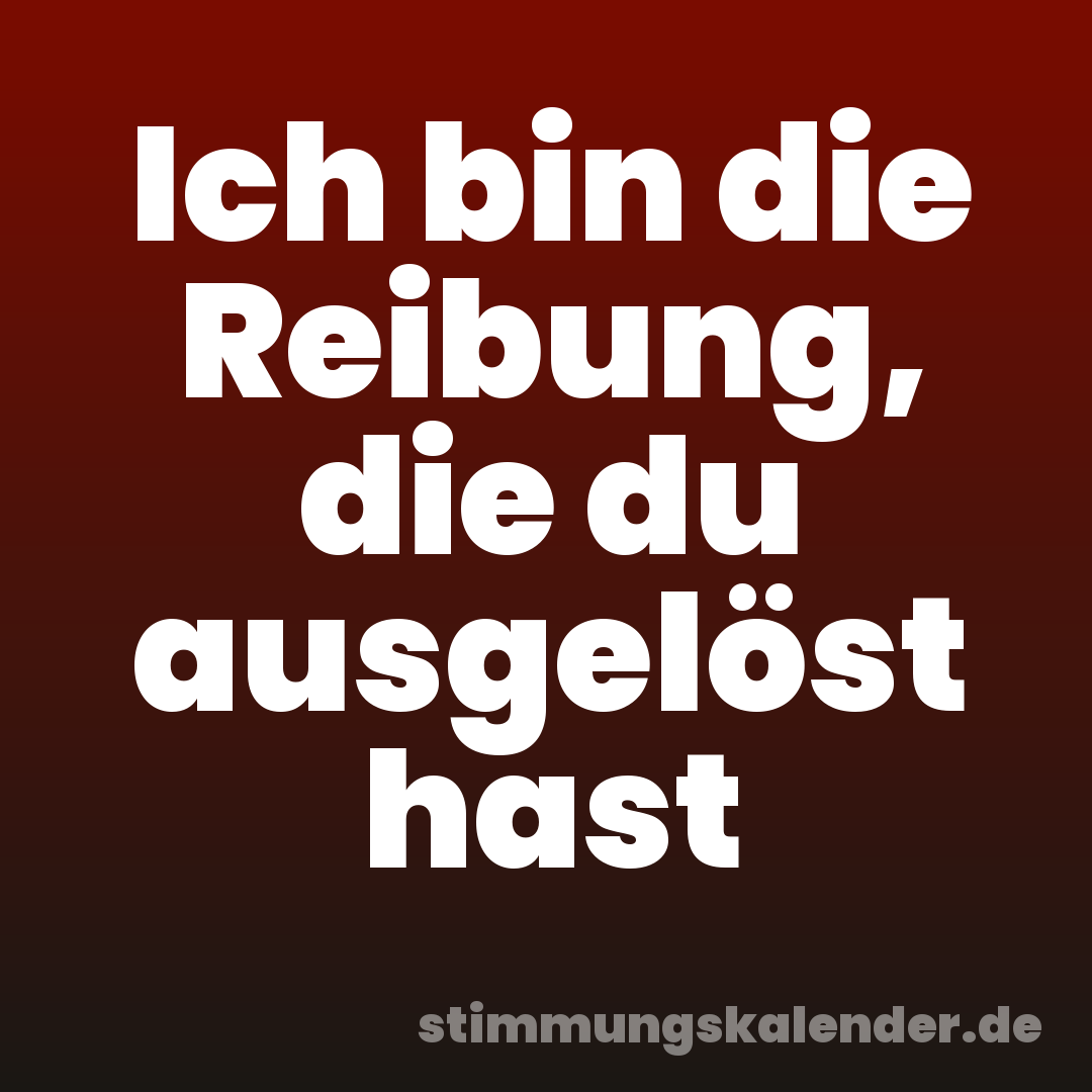Ich bin die Reibung, die du ausgelöst hast