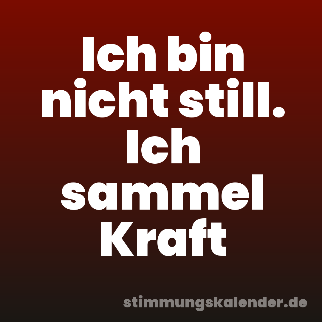 Ich bin nicht still. Ich sammel Kraft