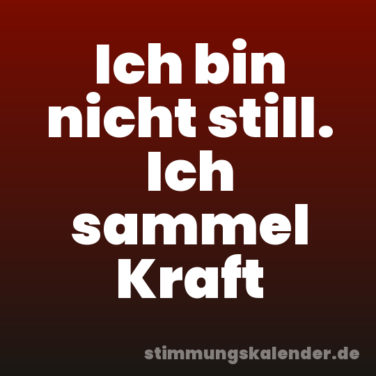 Ich bin nicht still. Ich sammel Kraft