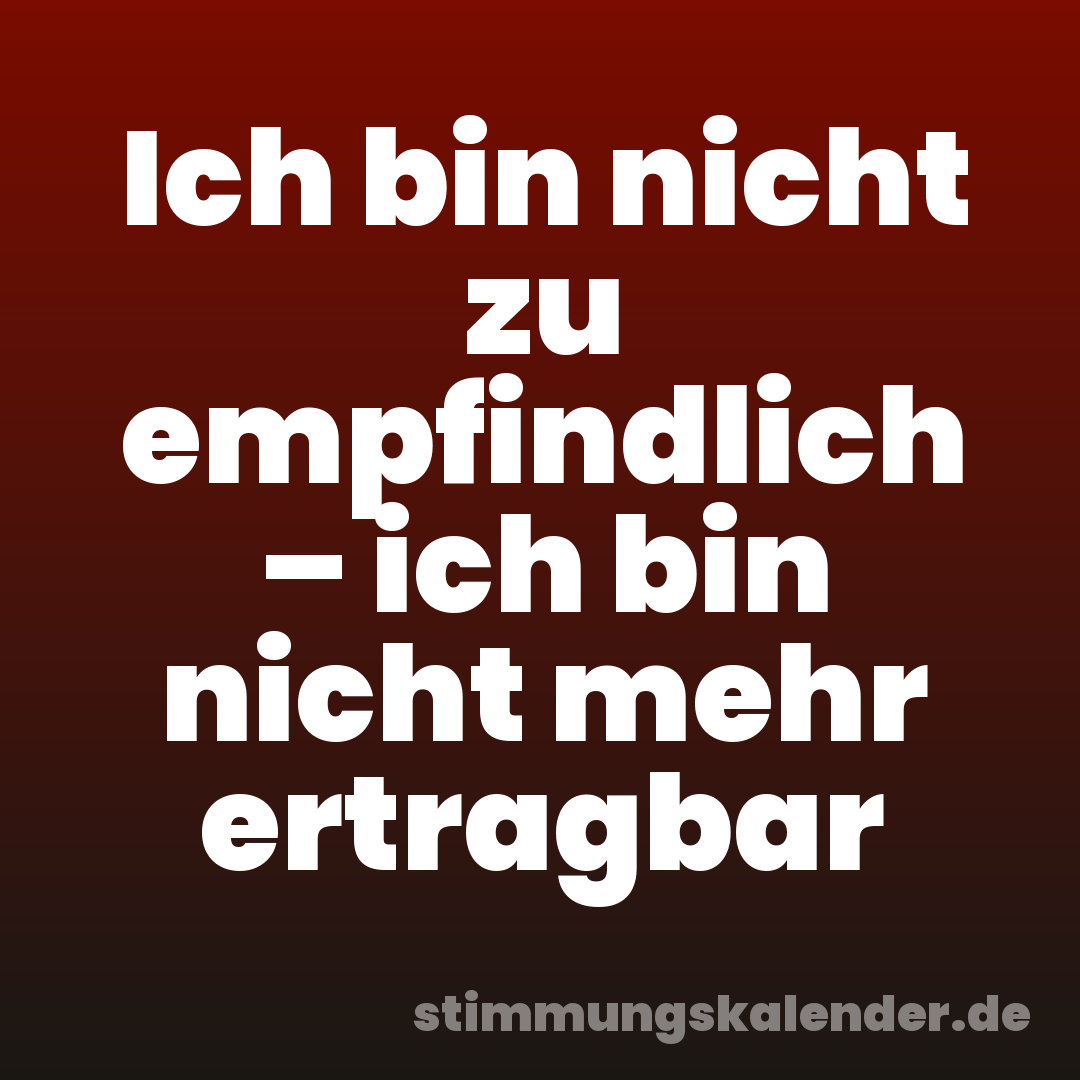 Ich bin nicht zu empfindlich – ich bin nicht mehr ertragbar