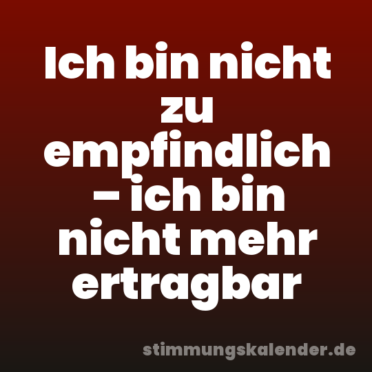 Ich bin nicht zu empfindlich – ich bin nicht mehr ertragbar
