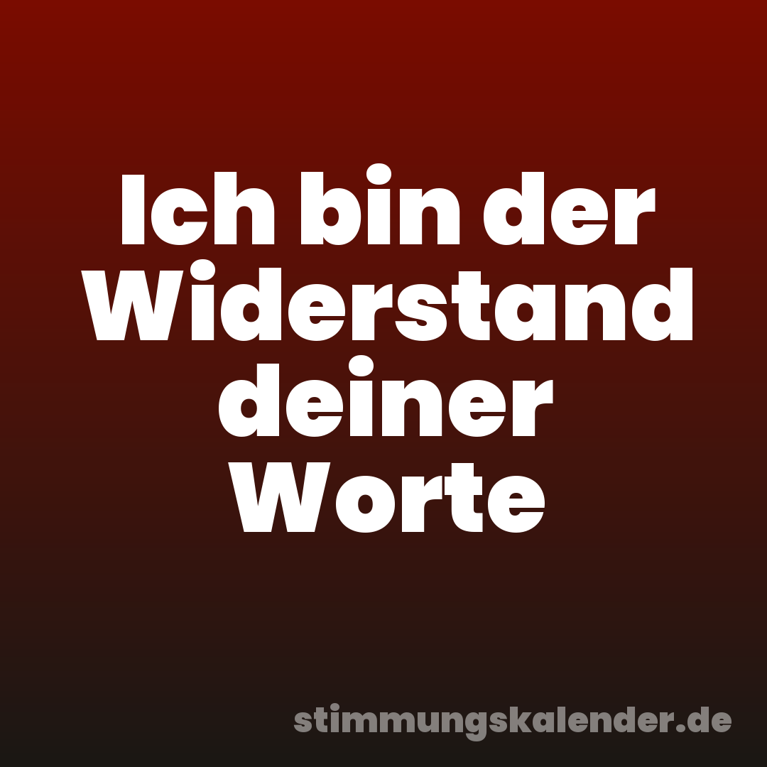 Ich bin der Widerstand deiner Worte