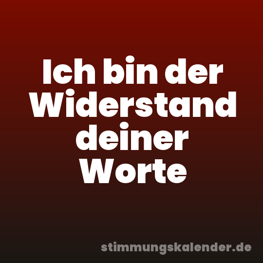 Ich bin der Widerstand deiner Worte