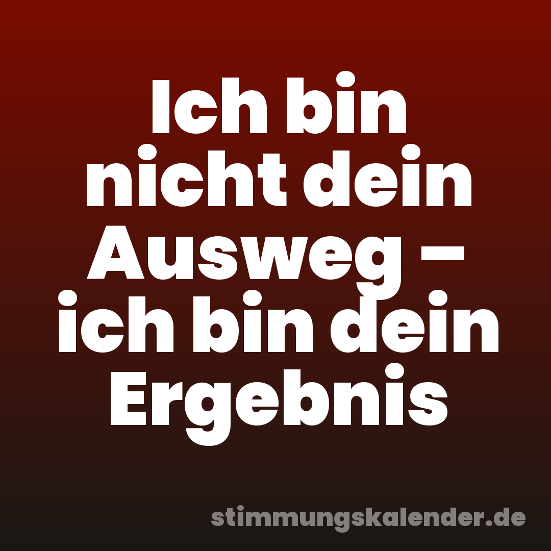 Ich bin nicht dein Ausweg – ich bin dein Ergebnis