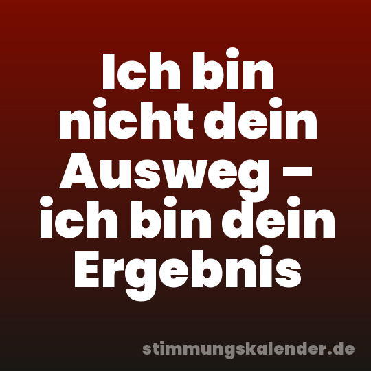 Ich bin nicht dein Ausweg – ich bin dein Ergebnis