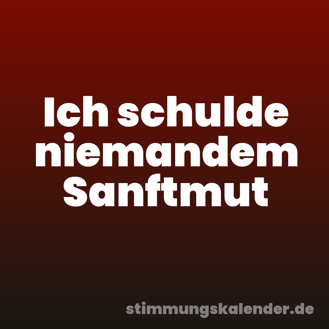 Ich schulde niemandem Sanftmut