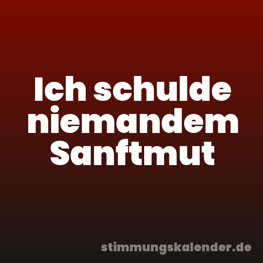 Ich schulde niemandem Sanftmut