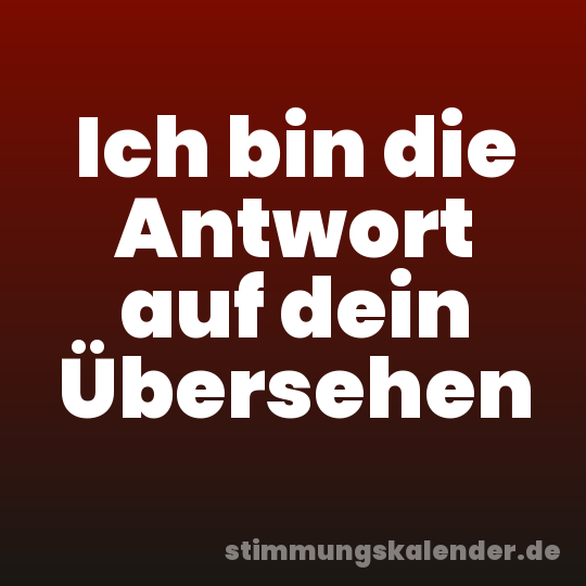Ich bin die Antwort auf dein Übersehen
