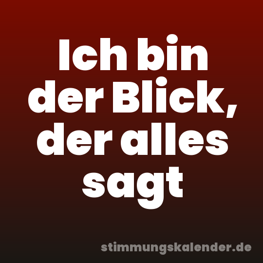 Ich bin der Blick, der alles sagt