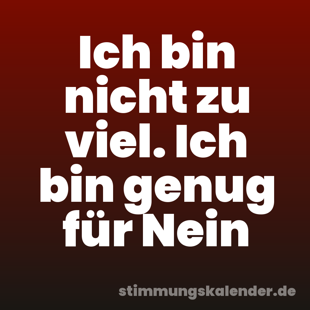 Ich bin nicht zu viel. Ich bin genug für Nein