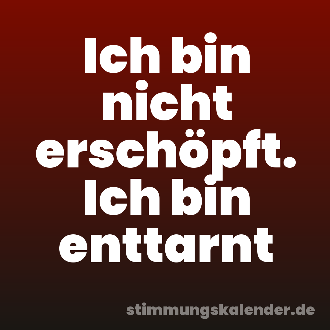 Ich bin nicht erschöpft. Ich bin enttarnt