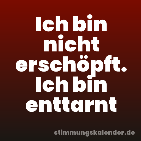 Ich bin nicht erschöpft. Ich bin enttarnt