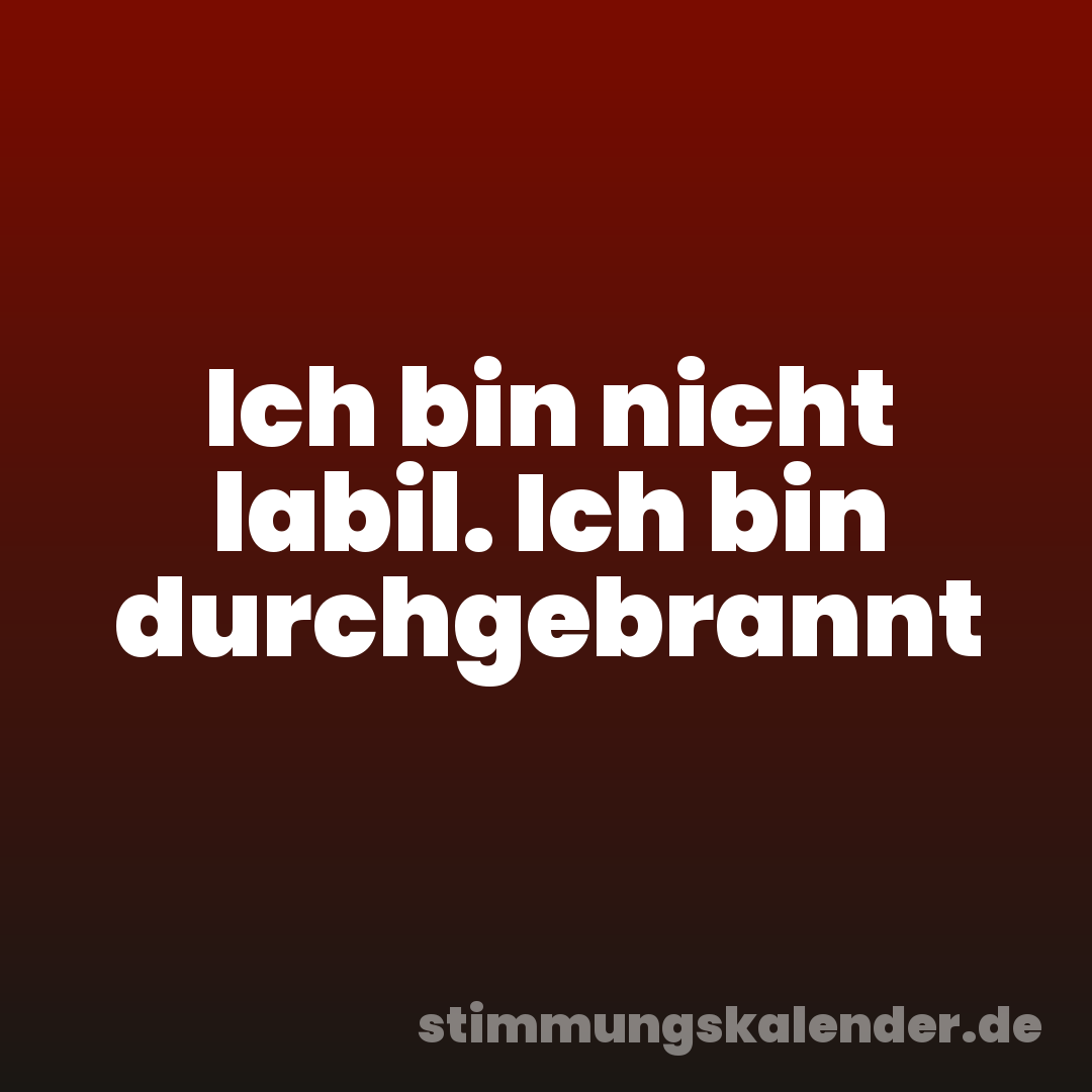 Ich bin nicht labil. Ich bin durchgebrannt