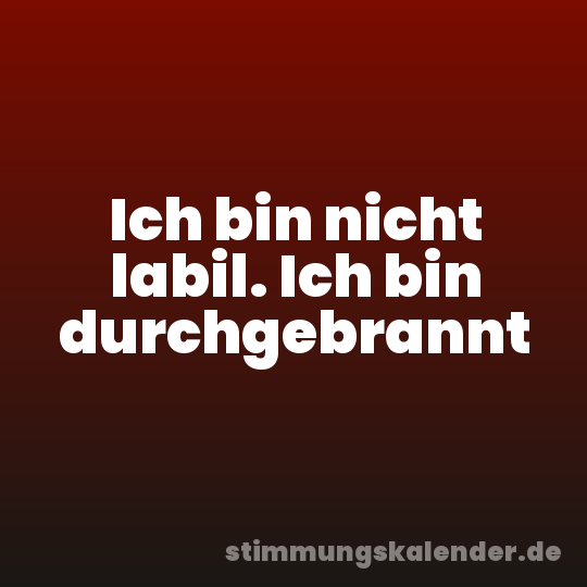 Ich bin nicht labil. Ich bin durchgebrannt