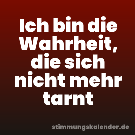 Ich bin die Wahrheit, die sich nicht mehr tarnt