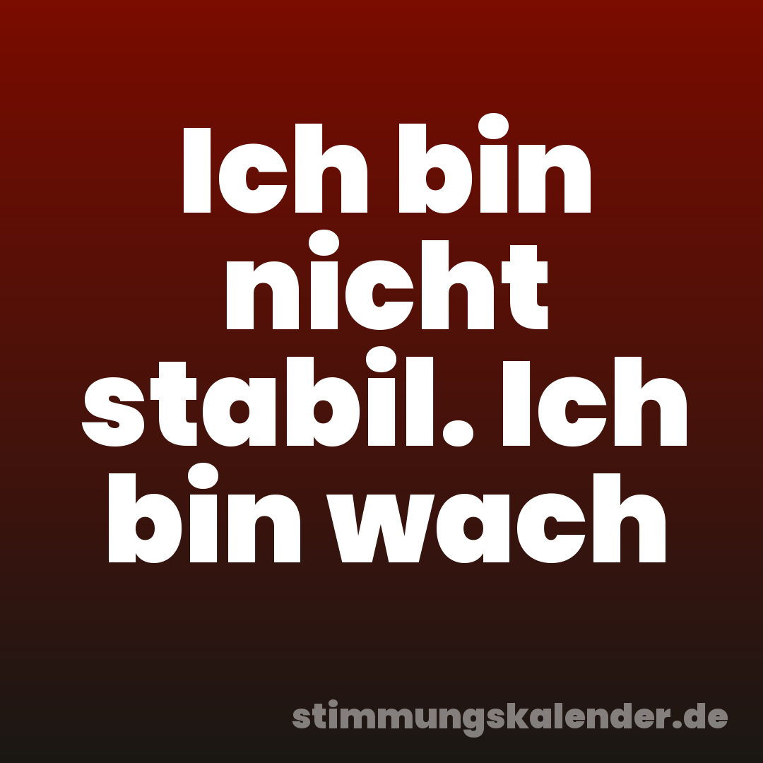 Ich bin nicht stabil. Ich bin wach