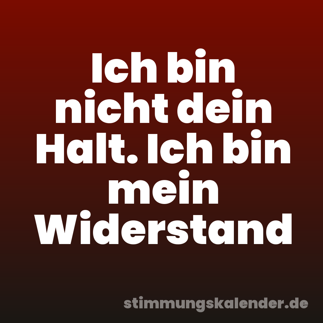 Ich bin nicht dein Halt. Ich bin mein Widerstand